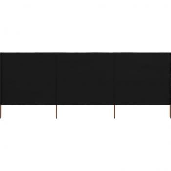 Paravent de Jardin 3 Panneaux Tissu Noir 400 x 120 cm