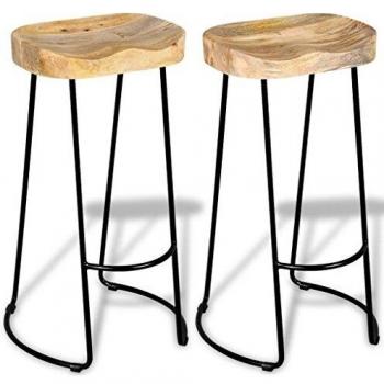Taburetes de barra de cocina 2 unidades de madera maciza de mango