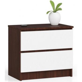 Table de chevet design wengé et blanc