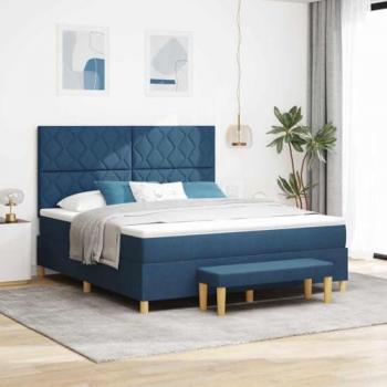 Lit à Ressorts avec Matelas et Banc Bleu 180 x 200 cm
