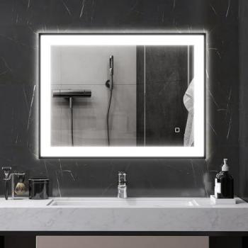 Espejo de baño LED homcom 80×60 cm con antivaho, memoria y control táctil, IP44