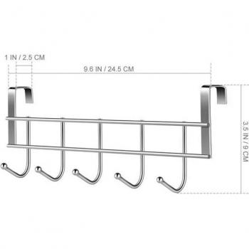 OUNONA Wall-Mounted Stainless Steel Towel Hanger with 5 Hooks