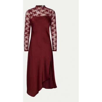Nuisette Chic en Satin Rouge avec Détails en Dentelle