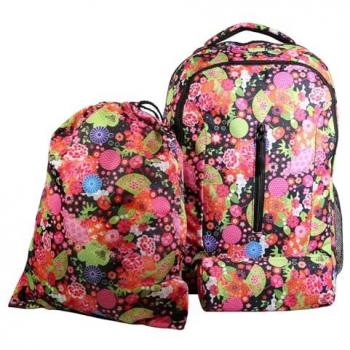 Bagtrotter Polyvalent : sac à dos, sac gym + trousse floral
