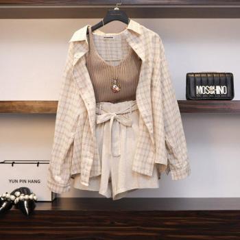 Spring Summer Women's Casual 3-Piece Linen Outfit