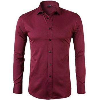 Harrms Camicia Elastica di bambù Fibra per Uomo, Slim Fit, Camicie da Cerimonia Manica Lunga, Granada, 44