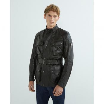 Belstaff Black Leather Motorcycle Jacket, Size L