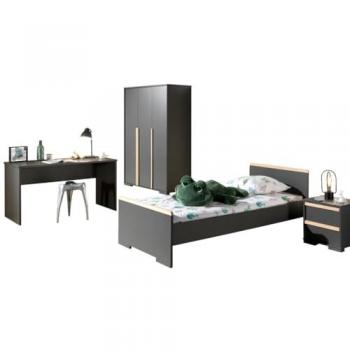 Lit & Bureau Vipack London – 2 Tiroirs, 3 Portes – Anthracite