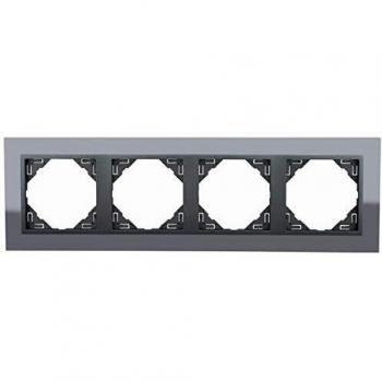 Chrom‑Grau Porto 4‑fach Heitronic Rahmen