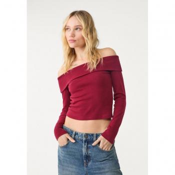 Stradivarius T-shirt con spalle esposte Granata S