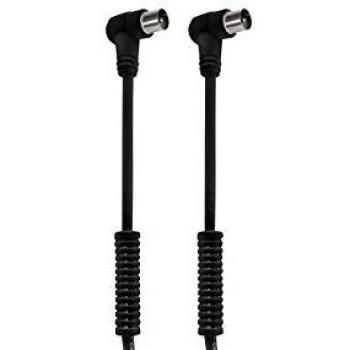 Cable Antena TV Macho-Hembra Acodado NEGRO, 1,5m