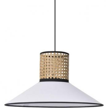 Suspension Corep PENNSY‑Conique Ø44 cm – Coton/Cannage – Blanc – Fabriqué en France