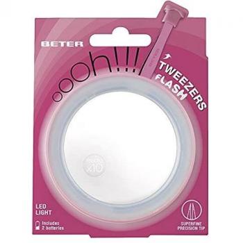Beter Oooh! 10× Mirrored Tweezers with Light (Pink)