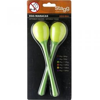 Stagg Long Handled Plastic Egg Maracas Green