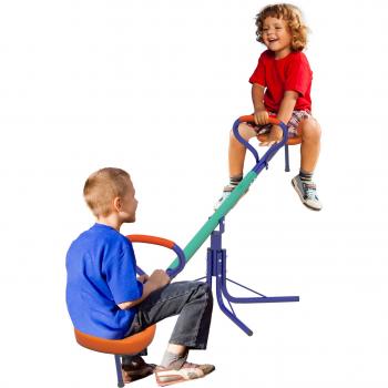 Girador Kids 360° Outsunny: Barra Longitud Variable, Postes Con Amortiguación, Base Acero Brillante