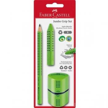 Lápiz Faber Grip + Goma + Afila Verde