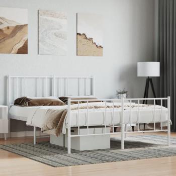 Estructura cama vidaXL de metal con cabecero y estribo (blanco, 120x190 cm)