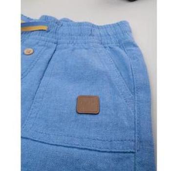 Camiseta de Bermuda Azul em Linho Juvenil