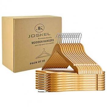 JOSKEL Extra Strong Wooden Clothes Hangers with Notches