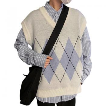 Retro Patchwork Sleeveless Sweater for Men