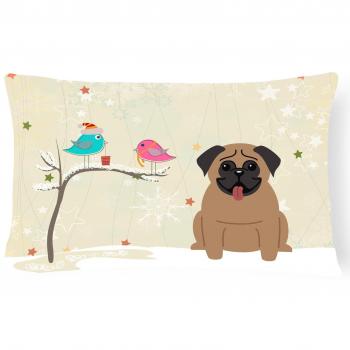 Caroline's Treasures BB2477PW1216 Pug Brown Canvas Pillow