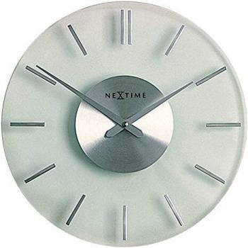 NeXtime Wanduhr Stripe Edelstahl und Glas