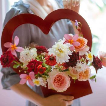 5/10Pcs Heart Shape Flower Packaging Bag
