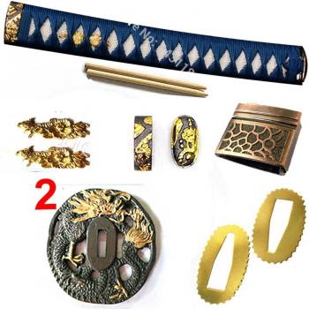 Kirsite Tsuba and Fittings Set for Katana