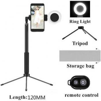 Set de Fotografía con Luz Anular LED de 10 Pulgadas y Soporte Telescópico de 168CM