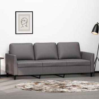 Sofá de 3 plazas en cuero sintético color gris 180 cm