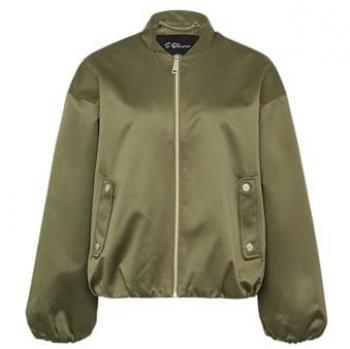 Satinierter Oversize‑Blouson s.Oliver BLACK LABEL – Oliv, Damen, Größe 34, elastischer Saum
