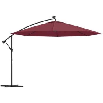 Soleggiato Ombrellone 350 cm, Luci LED Rosso Profondo