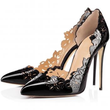 SYY Europa Patented Leather High Heel – Black – 41