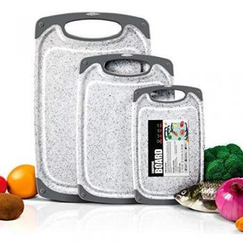 Three‑Piece Marble Cutting Board Set – BPA‑Free, Juice Groove, Knife Included
