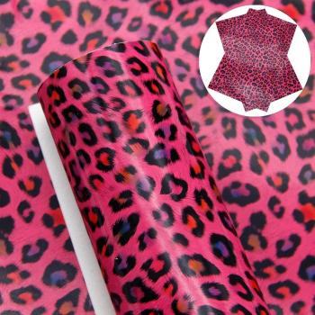 20x34cm Leopard Print Faux Leather Fabric