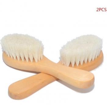 Baby Haarbürste und Kamm Set aus natürlichem Holz für sanfte Kopfhautmassage
