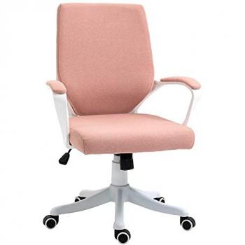 Ergonomische Draaistoel met Zachte Bekleding in Roze en Wit