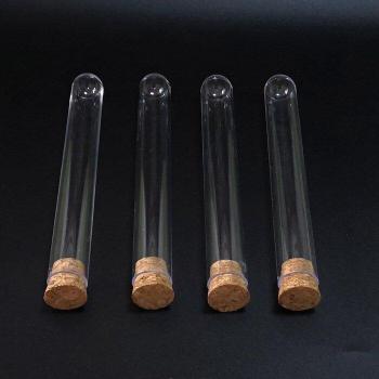 Plastic Test Tubes with Cork, Round Bottom, 20x150mm, 50pcs
