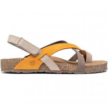 YOKONO JERBA-718 Sandalia de piel con cierre de velcro, clásica, plana, suela de corcho, tiras, suela de corcho, para señora