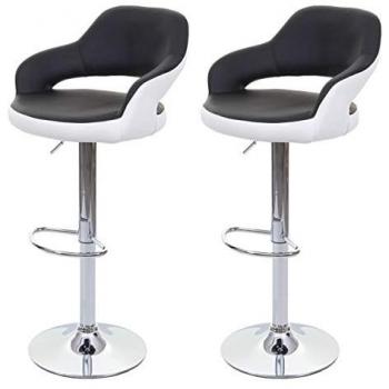 2x tabouret de bar HWC-F16, chaise de comptoir avec dossier, rotatif, similicuir