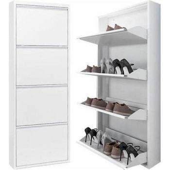 BakaJì Scarpiera Metallo Slim, 4 Ante, 140x50x14 cm