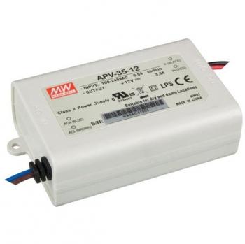 Mean Well APV‑35‑12 Constant Voltage LED Transformer – 12 VDC, 36 W, 3 A Max