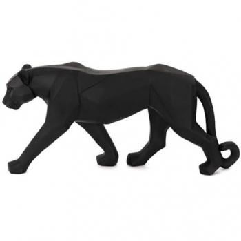 Statue Design Épuré Moderne Panthère Origami 40cm Noir
