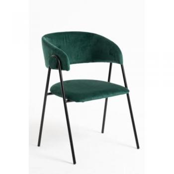 Silla Comedor Mihu Terciopelo Negro y Verde