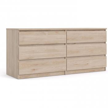 Naia Wide Chest of 6 Drawers in Jackson Hickory Oak