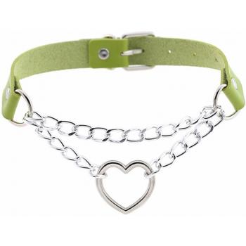 Heart Pendant Leather Choker Necklace