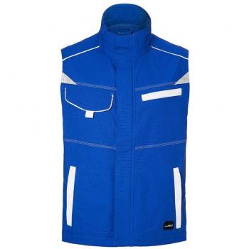 James and Nicholson Unisex Workwear Vest Level 2 (3XL) (Royal Blue/White)