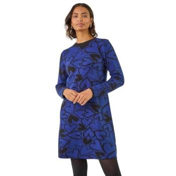 Robes Romane Bleu Broderie Coeur Tricot Bleu EU 42 (UK 14)