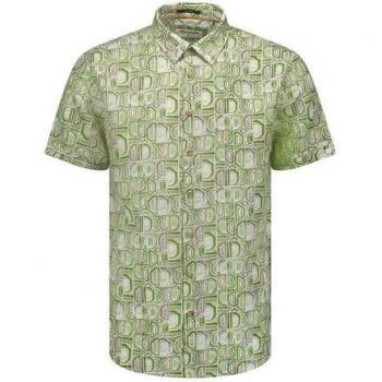 No Excess Korte Mouw Overhemd met Groen Print