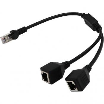 Adaptador LAN RJ45, 1 macho a 2 puertos hembra